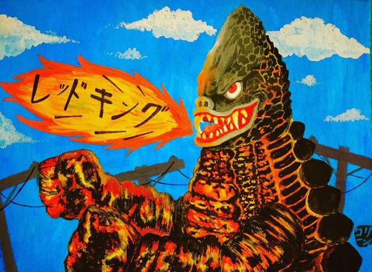 illustration of red king kaiju